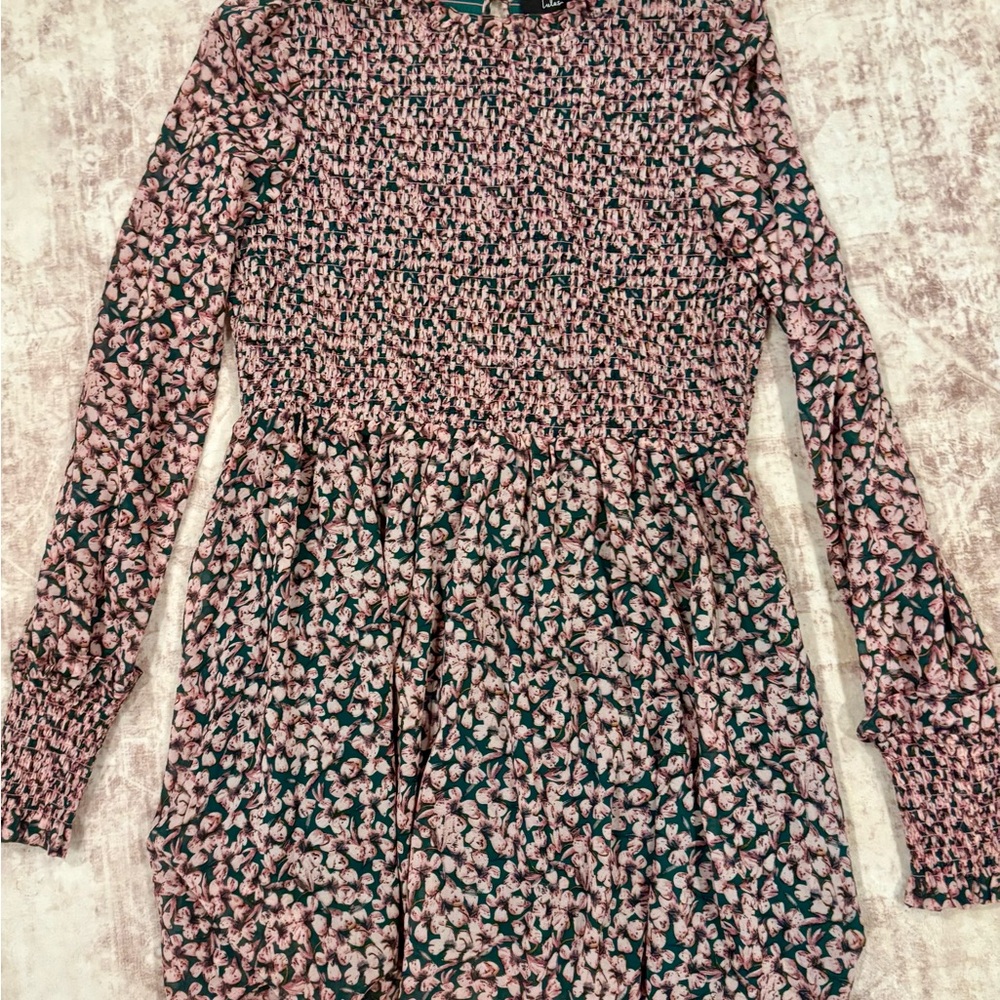 Lulu's Pink and Green Textured Blouse